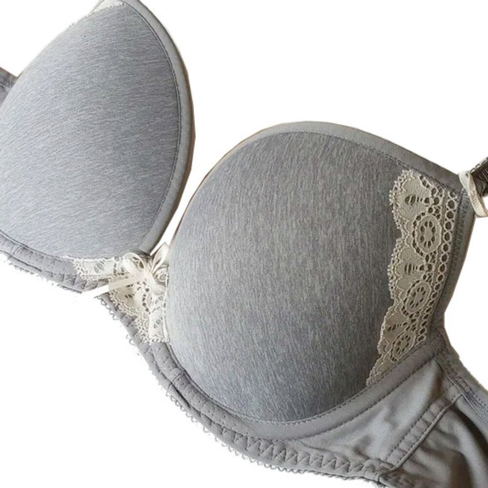 Freya Deco Delight Underwire Molded Plunge Bra 32D Lace & Bows Trim 50OFF3